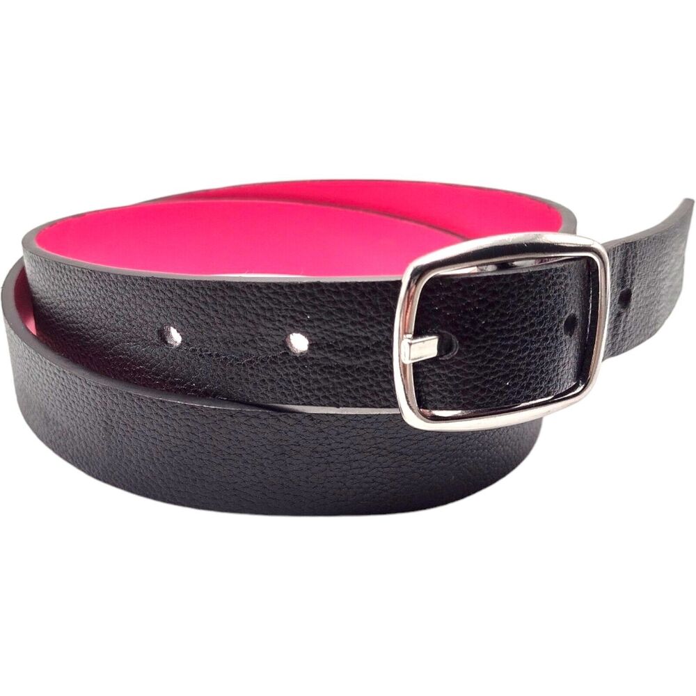 Target Junior Girl's Size XL Faux Leather Pink & Black Reversible Belt 1x35"